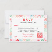 メキシコ熱帯水色QR目的地の結婚式 出欠カード (正面)