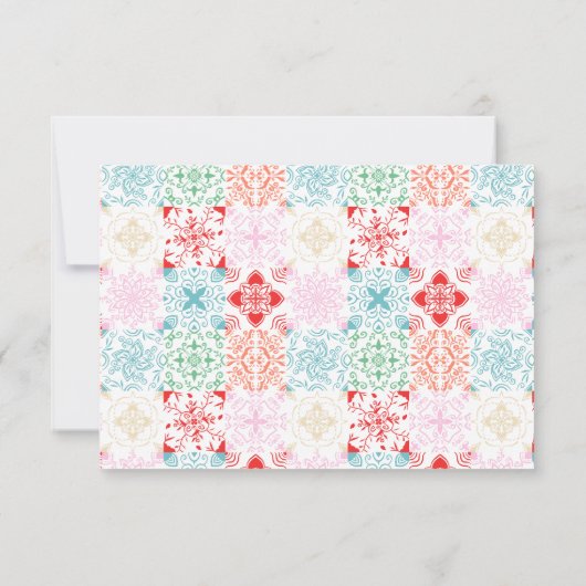 メキシコ熱帯水色QR目的地の結婚式 出欠カード (裏面)