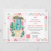 メキシコ熱帯水色QR目的地の結婚式 招待状 (正面)