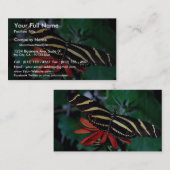 メキシコ燃えるようなつる植物の花のシマウマの蝶 名刺 (正面/裏面)