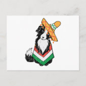 メキシコ犬ソンブレロとポンチョ・シンコ・デ・マヨ ポストカード (正面)