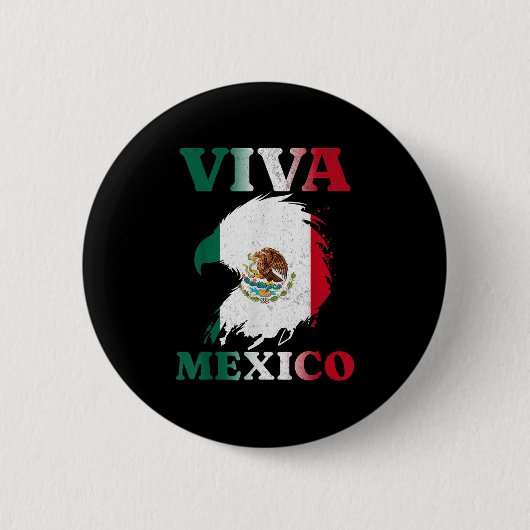 メキシコ独立記念日イーグルメキシコ国旗の女性G 缶バッジ (正面)