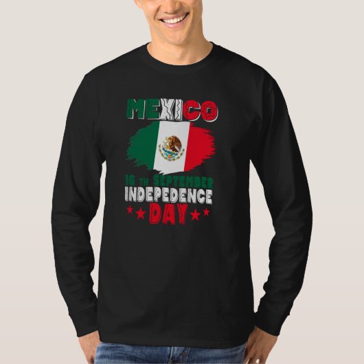 メキシコ独立記念日 9月16日 メキシコ国旗フラ Tシャツ (正面)