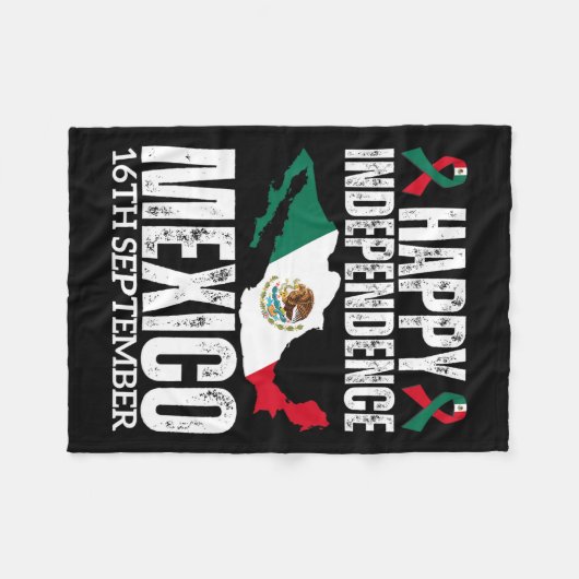 メキシコ独立記念日Est 9月16日メキシコ フリースブランケット (正面(横))