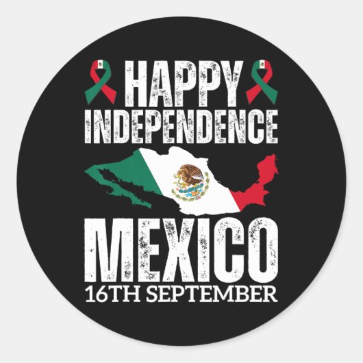 メキシコ独立記念日Est 9月16日メキシコ ラウンドシール (正面)