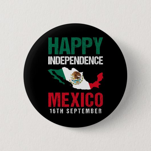 メキシコ独立記念日Est 9月16日メキシコ 缶バッジ (正面)
