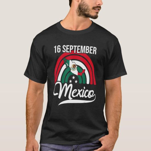 メキシコ独立2022年9月16日メキシコプライド国旗 Tシャツ (正面)