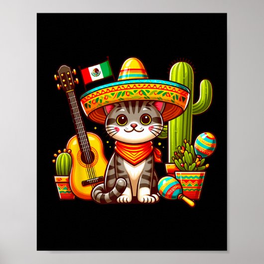 メキシコ猫Cinco De Mayo Kitten Let's Fiesta Viva ポスター (正面)