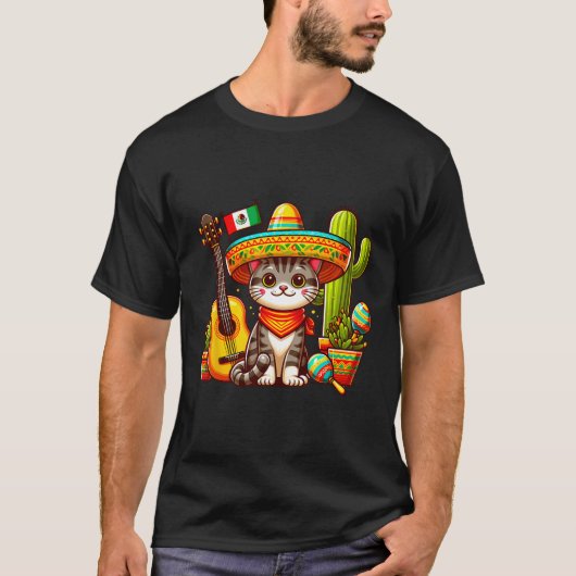 メキシコ猫Cinco De Mayo Kitten Let's Fiesta Viva Tシャツ (正面)