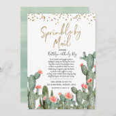 メキシコ産サボテンが郵便で赤ちゃんシャワーを浴びる 招待状 (正面/裏面)