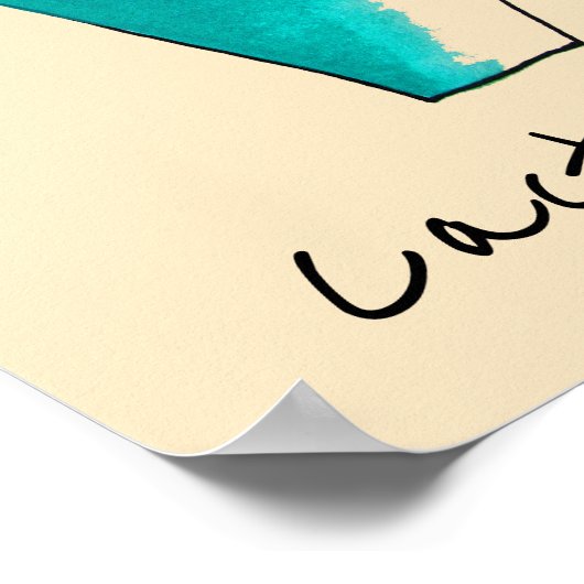 メキシコ産サボテンのかわいいサグアーロ・アート ポスター (角)