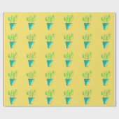 メキシコ産サボテンのかわいいサグアーロ・アート ラッピングペーパー (フラット)