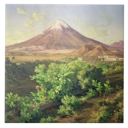 メキシコ田舎1887年の小さい火山(油 タイル (正面)