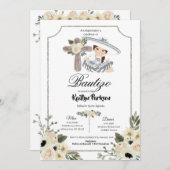 メキシコ白シルバーチャラ・ギル・バウティゾ・インビタシオン 招待状 (正面/裏面)