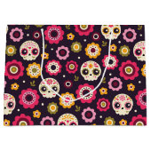 メキシコ砂糖のスカルの花柄パターン ラージペーパーバッグ (正面)