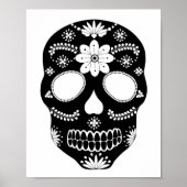 メキシコ砂糖スカル白黒ポスター ポスター (正面)