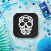 メキシコ砂糖スカル白黒紙プレート ペーパープレート (パーティー)