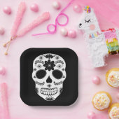 メキシコ砂糖スカル白黒紙プレート ペーパープレート (パーティー)