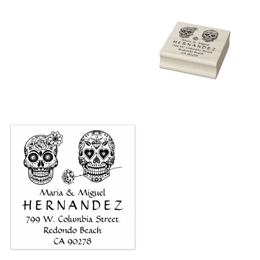 メキシコ砂糖スカル結婚したカップル差出人住所 ラバースタンプ (押印)