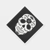 メキシコ砂糖スカル黒白ナプキン スタンダードランチョンナプキン (角)
