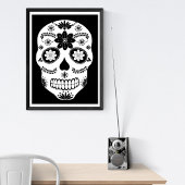 メキシコ砂糖スカル2白黒ポスター ポスター