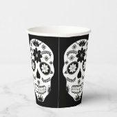 メキシコ砂糖スカル2白黒紙カップ 紙コップ (右)