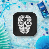 メキシコ砂糖スカル2白黒紙プレート ペーパープレート (パーティー)