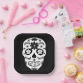 メキシコ砂糖スカル2白黒紙プレート ペーパープレート (パーティー)