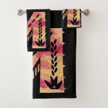 メキシコ空 – M – 赤オレンジ色のダマスク