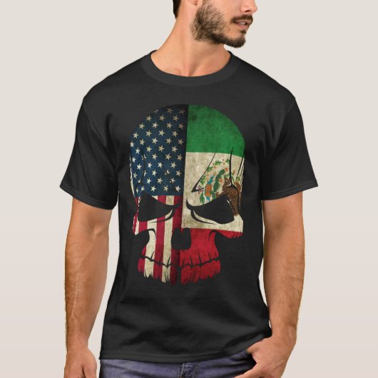 メキシコ米スカル国旗 Tシャツ (正面)