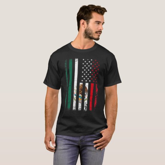 メキシコ米国国旗メキシコのルーツ・メキシコ・アメリカ Tシャツ (正面フル)