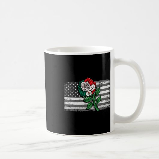 メキシコ米国国旗メキシコ国旗のバラ4 コーヒーマグカップ (右)
