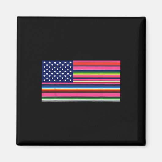 メキシコ米国国旗Serape Cinco De Mayo Par マグネット (正面)