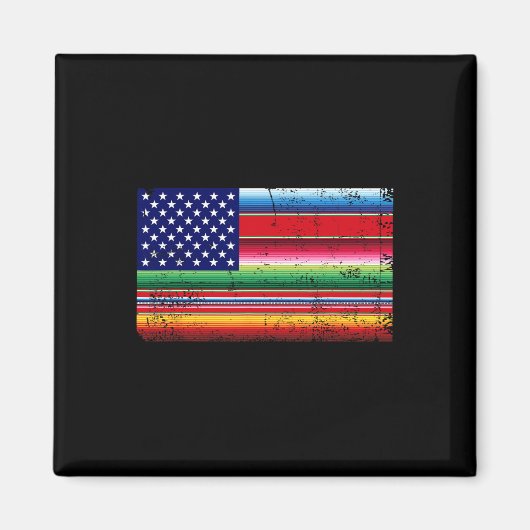 メキシコ米国国旗Serape Cinco De Mayo Par マグネット (正面)