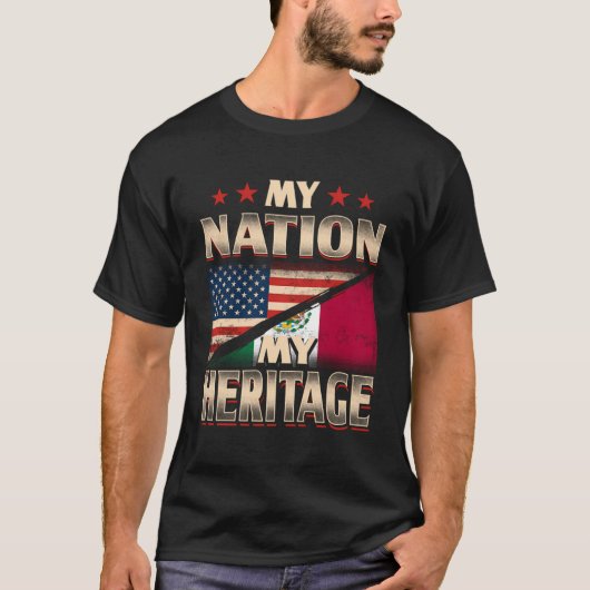 メキシコ米州旗メキシコアメリカ合衆国ギフト Tシャツ (正面)