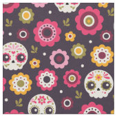 メキシコ糖スカル花柄 ファブリック (クローズアップ)