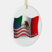 メキシコ系アメリカ人の振る旗 セラミックオーナメント (右)