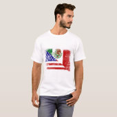 メキシコ系アメリカ人の旗の組合せのTシャツ Tシャツ (正面フル)