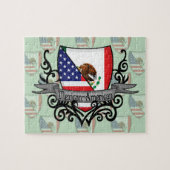 メキシコ系アメリカ人の盾の旗 ジグソーパズル (横)