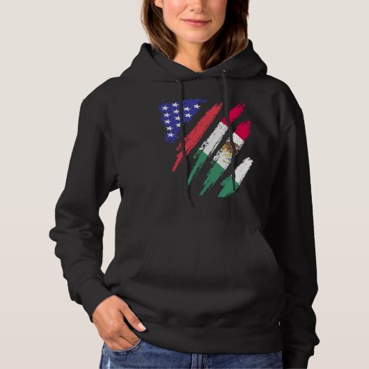 メキシコ系アメリカ人パトリオハート国旗ストライプ パーカ (正面)