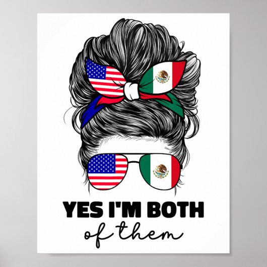 メキシコ系アメリカ人 メキシコ アメリカ USA フラグ ポスター (正面)