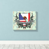 メキシコ系アメリカ国旗 キャンバスプリント (インサイチュ (ウッドフロア))