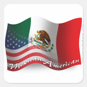 メキシコ系アメリカ国旗 スクエアシール