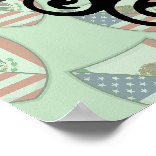 メキシコ系アメリカ国旗 ポスター (角)