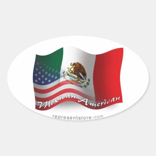 メキシコ系アメリカ国旗 楕円形シール (正面)