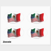 メキシコ系アメリカ国旗 楕円形シール (シート)