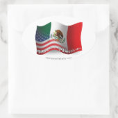 メキシコ系アメリカ国旗 楕円形シール (バッグ)