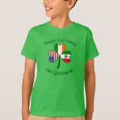 メキシコ系、アイルランド系、アメリカ系のフラグ シャムロック お名前 Tシャツ (正面)