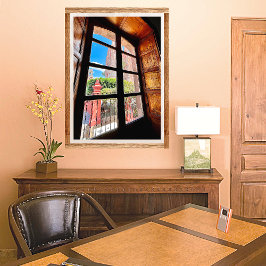 メキシコ素朴オールドタウンチャーチバルコニー ポスター