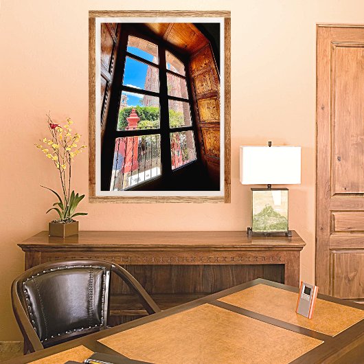 メキシコ素朴オールドタウンチャーチバルコニー ポスター